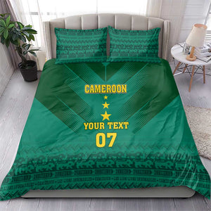 Custom Cameroon Football Bedding Set Nations Cup 2024 Les Lions Indomptables