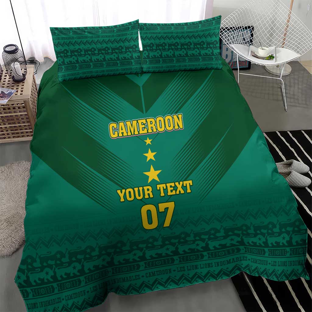 Custom Cameroon Football Bedding Set Nations Cup 2024 Les Lions Indomptables