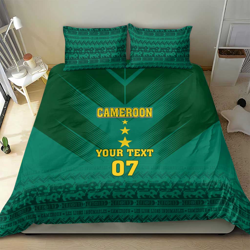 Custom Cameroon Football Bedding Set Nations Cup 2024 Les Lions Indomptables
