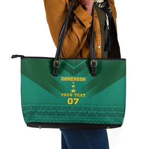 Custom Cameroon Football Leather Tote Bag Nations Cup 2024 Les Lions Indomptables