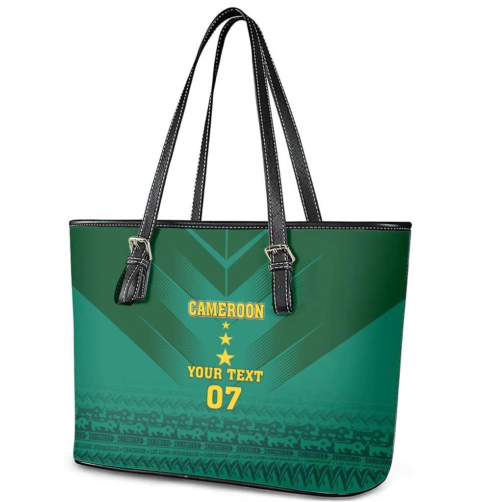 Custom Cameroon Football Leather Tote Bag Nations Cup 2024 Les Lions Indomptables