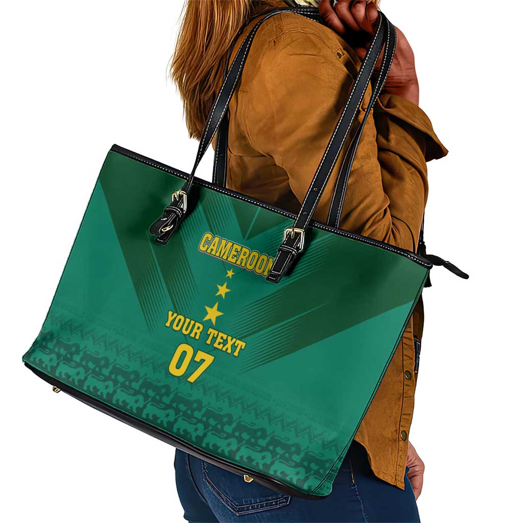 Custom Cameroon Football Leather Tote Bag Nations Cup 2024 Les Lions Indomptables