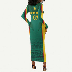 Custom Cameroon Football Long Sleeve Bodycon Dress Nations Cup 2024 Les Lions Indomptables LT7