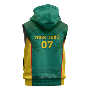 Custom Cameroon Football Sleeveless Zip Hoodie Nations Cup 2024 Les Lions Indomptables - African Pride