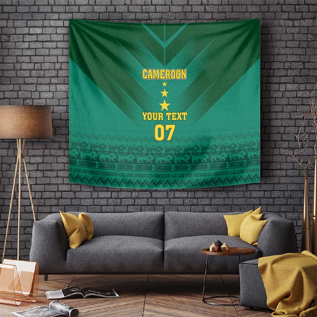 Custom Cameroon Football Tapestry Nations Cup 2024 Les Lions Indomptables