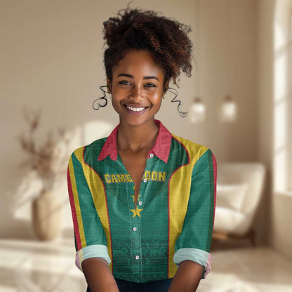 Custom Cameroon Football Women Casual Shirt Nations Cup 2024 Les Lions Indomptables LT7