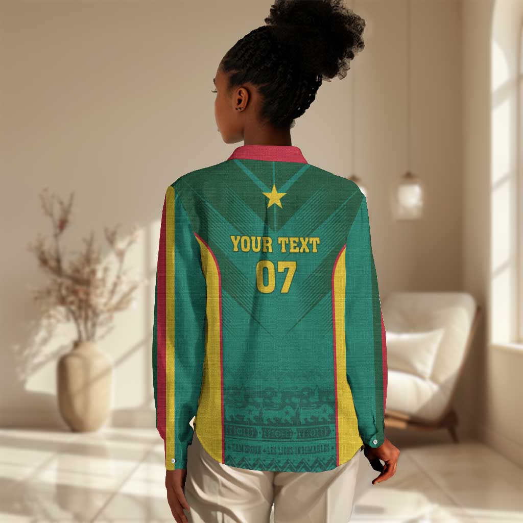 Custom Cameroon Football Women Casual Shirt Nations Cup 2024 Les Lions Indomptables LT7