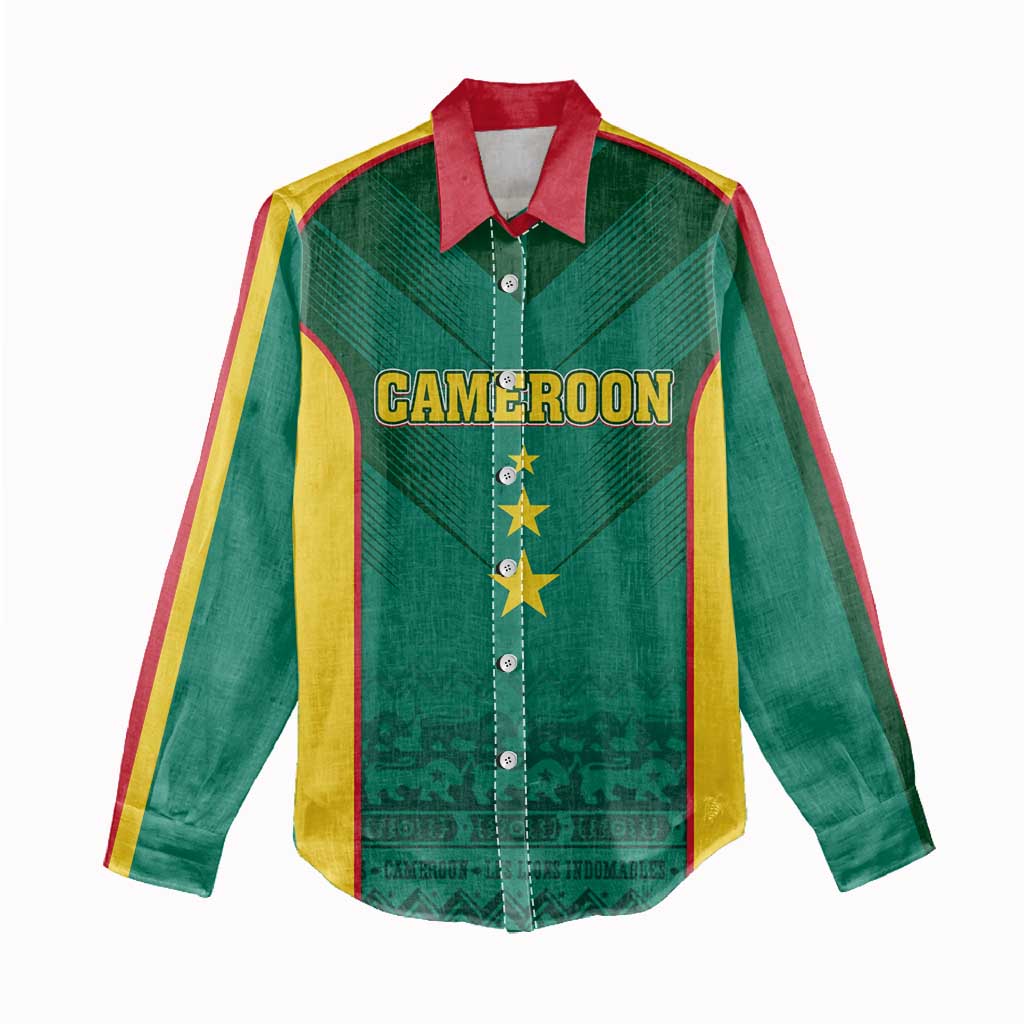 Custom Cameroon Football Women Casual Shirt Nations Cup 2024 Les Lions Indomptables LT7
