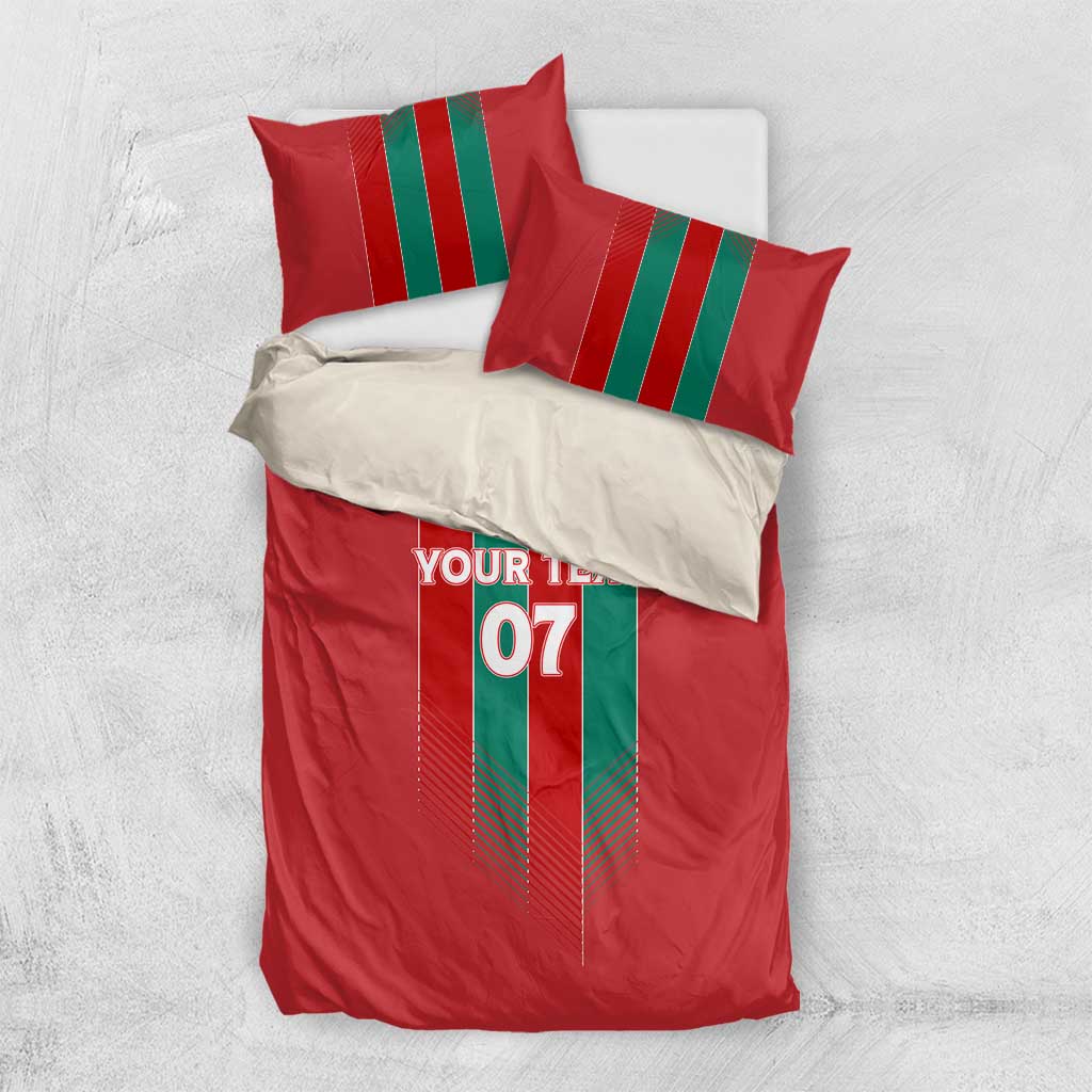 Custom Morocco Football Bedding Set Nations Cup 2024 Atlas Lions