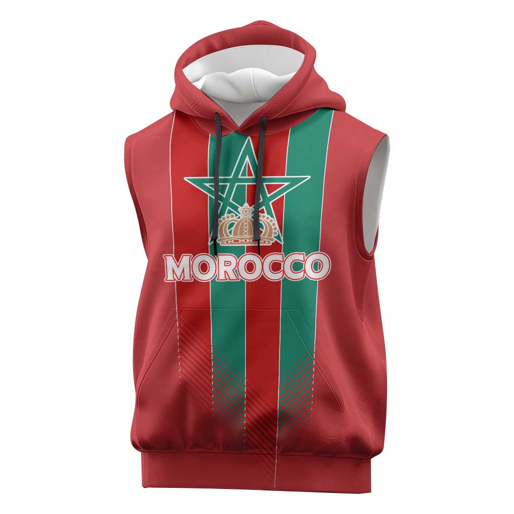 Custom Morocco Football Sleeveless Hoodie Nations Cup 2024 Atlas Lions - African Pride