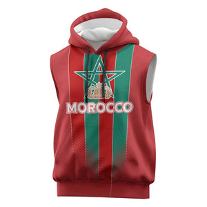Custom Morocco Football Sleeveless Hoodie Nations Cup 2024 Atlas Lions - African Pride