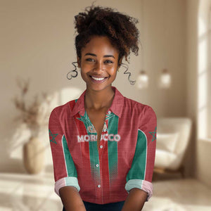 Custom Morocco Football Women Casual Shirt Nations Cup 2024 Atlas Lions LT7