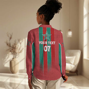 Custom Morocco Football Women Casual Shirt Nations Cup 2024 Atlas Lions LT7