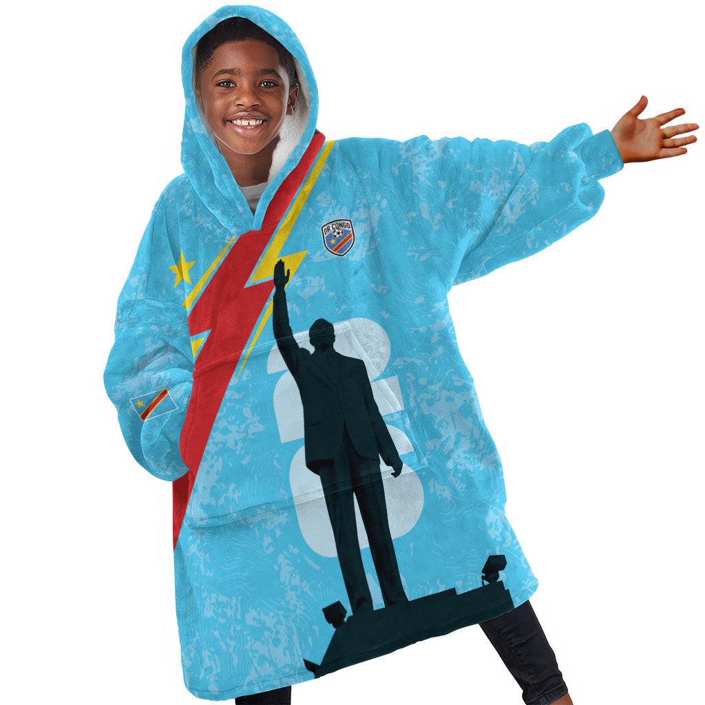 DR Congo WC2026 Custom Kid Wearable Blanket Hoodie Lumumba Eva Inspired