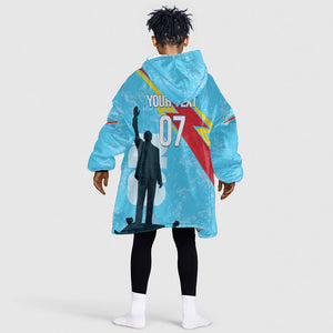 DR Congo WC2026 Custom Kid Wearable Blanket Hoodie Lumumba Eva Inspired