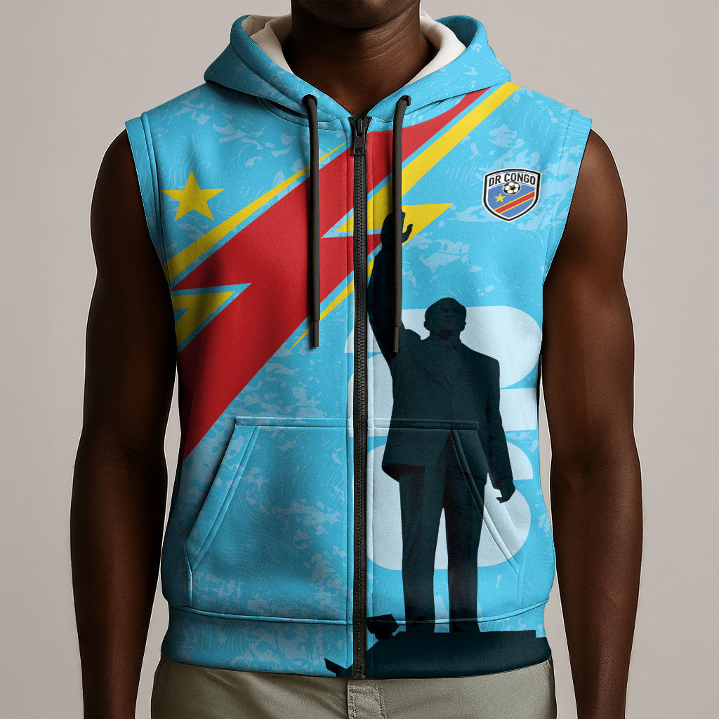 DR Congo WC2026 Custom Sleeveless Zip Hoodie Lumumba Eva Inspired