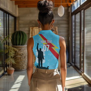 DR Congo WC2026 Custom Women Sleeveless Polo Shirt Lumumba Eva Inspired