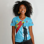 DR Congo WC2026 Custom Women V-Neck T-Shirt Lumumba Eva Inspired