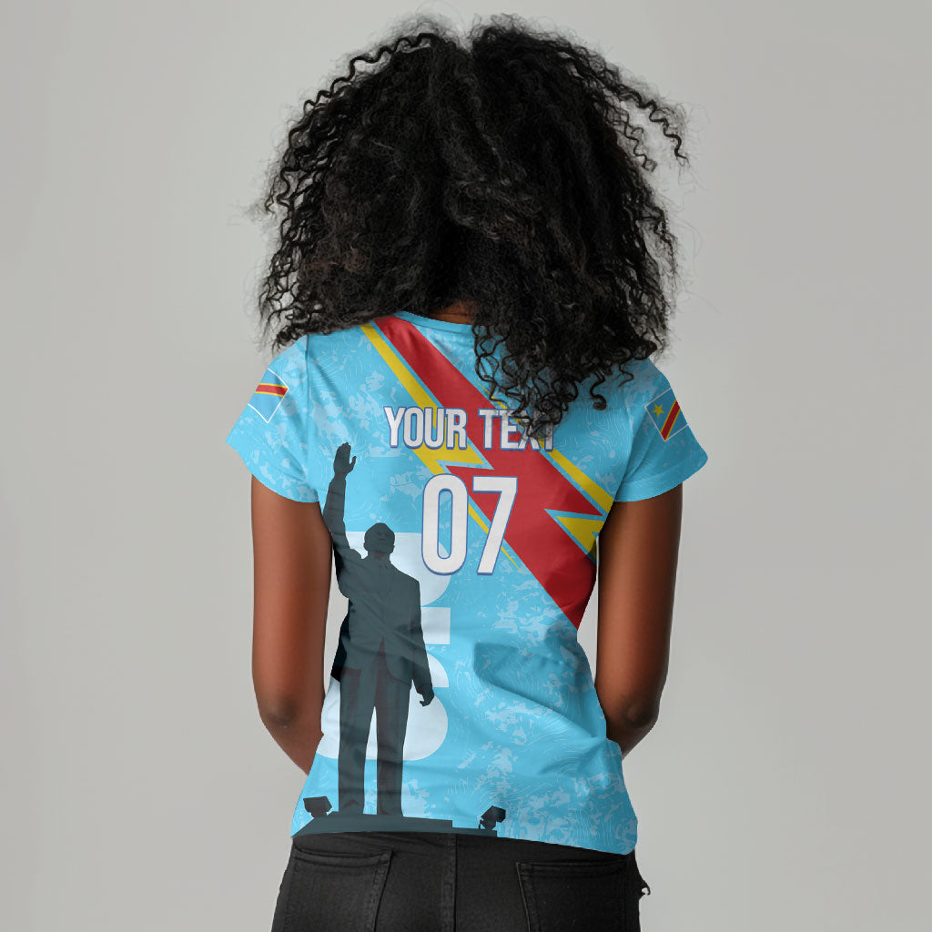 DR Congo WC2026 Custom Women V-Neck T-Shirt Lumumba Eva Inspired