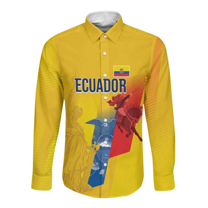 Ecuador Football Custom WC2026 Long Sleeve Button Shirt Historical Symbols - African Pride