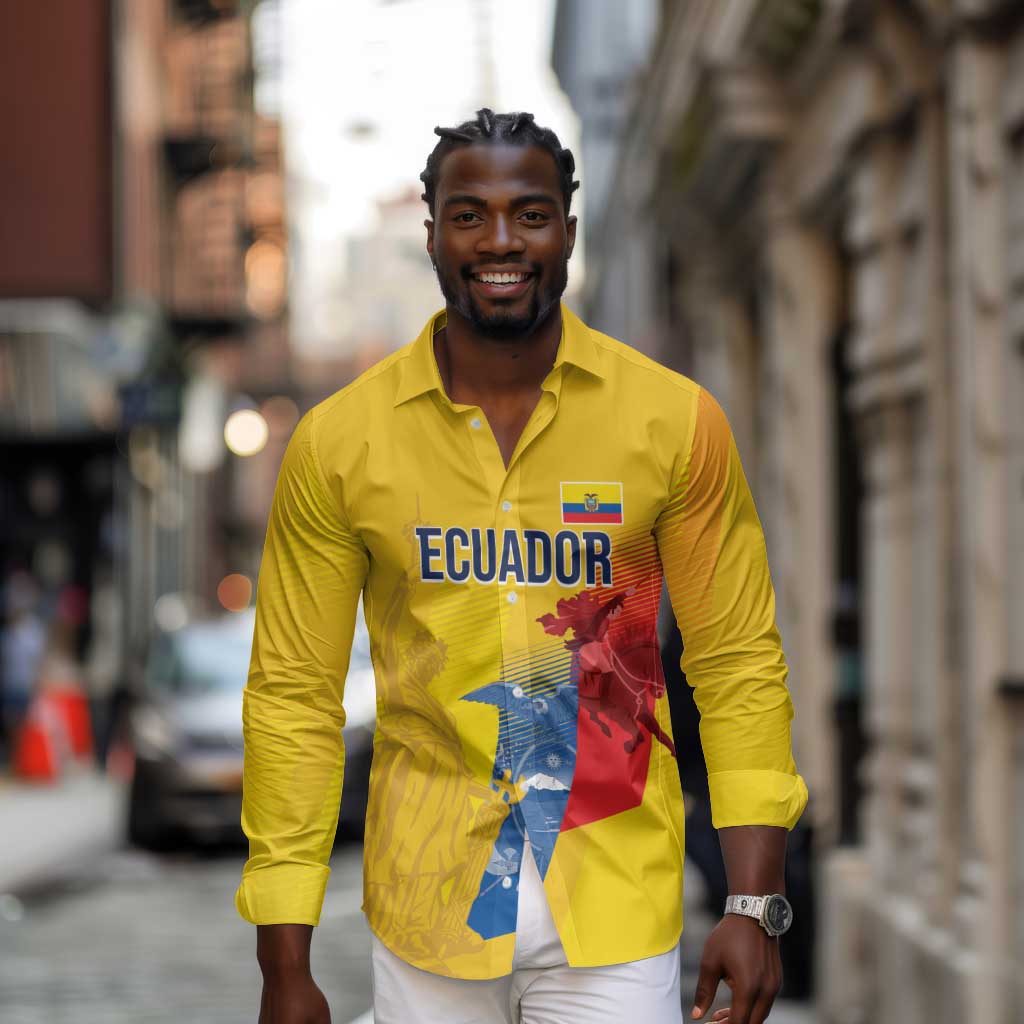 Ecuador Football Custom WC2026 Long Sleeve Button Shirt Historical Symbols - African Pride