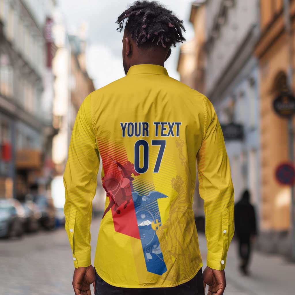 Ecuador Football Custom WC2026 Long Sleeve Button Shirt Historical Symbols - African Pride