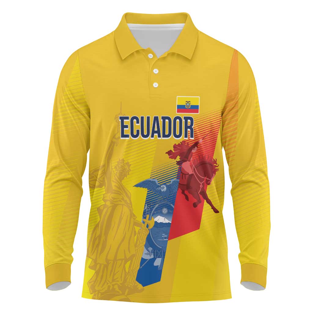 Ecuador Football Custom WC2026 Long Sleeve Polo Shirt Historical Symbols - African Pride