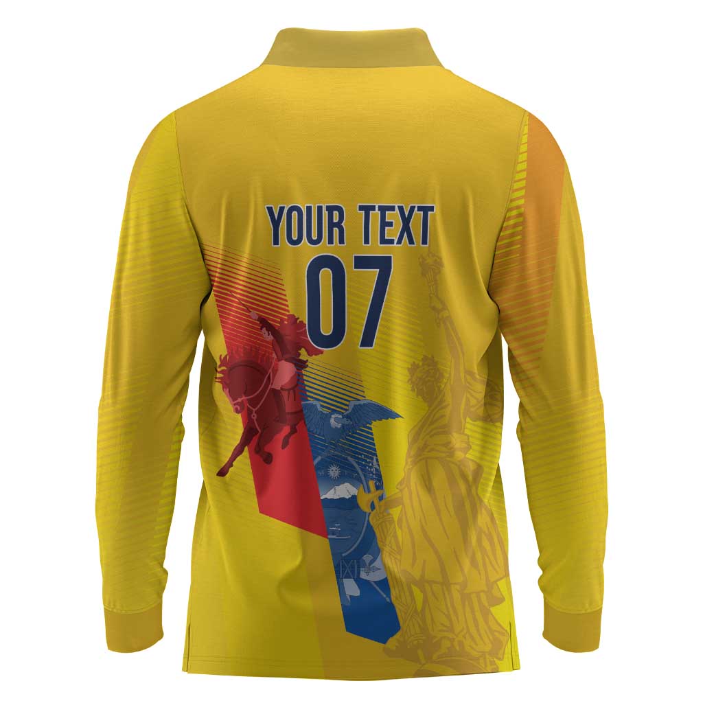 Ecuador Football Custom WC2026 Long Sleeve Polo Shirt Historical Symbols - African Pride