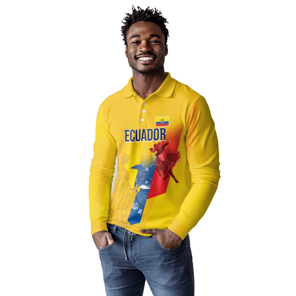 Ecuador Football Custom WC2026 Long Sleeve Polo Shirt Historical Symbols - African Pride