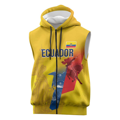 Ecuador Football Custom WC2026 Sleeveless Zip Hoodie Historical Symbols - African Pride
