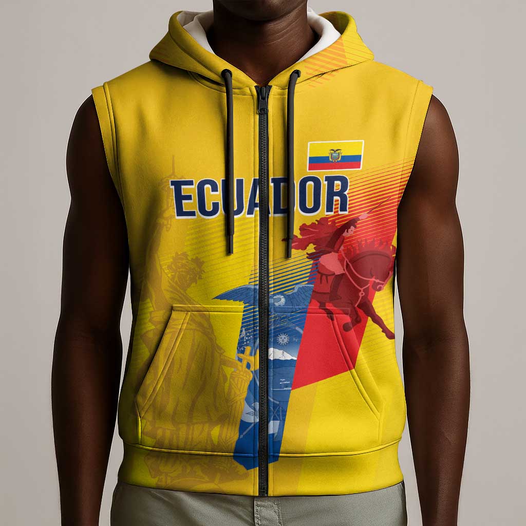 Ecuador Football Custom WC2026 Sleeveless Zip Hoodie Historical Symbols - African Pride