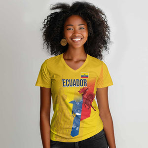 Ecuador Football Custom WC2026 Women V-Neck T-Shirt Historical Symbols - African Pride