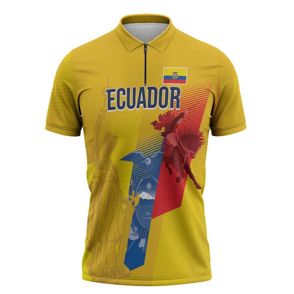 Ecuador Football Custom WC2026 Zipper Polo Shirt Historical Symbols - African Pride