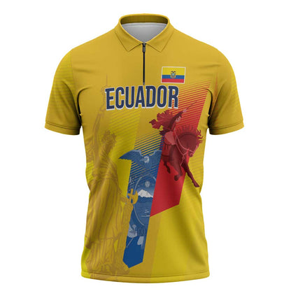 Ecuador Football Custom WC2026 Zipper Polo Shirt Historical Symbols - African Pride