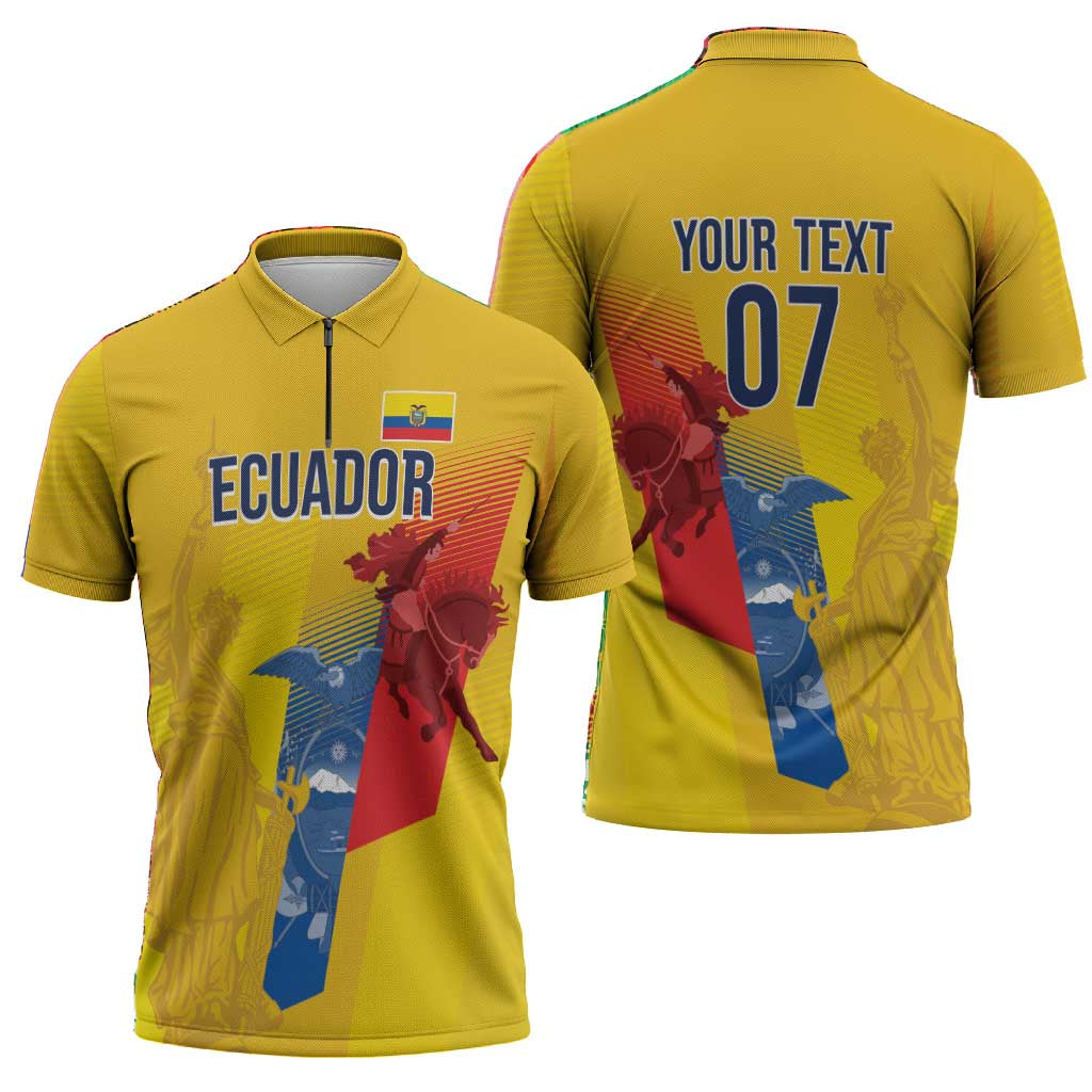 Ecuador Football Custom WC2026 Zipper Polo Shirt Historical Symbols - African Pride