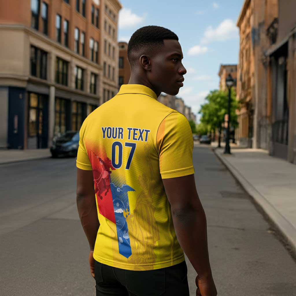 Ecuador Football Custom WC2026 Zipper Polo Shirt Historical Symbols - African Pride