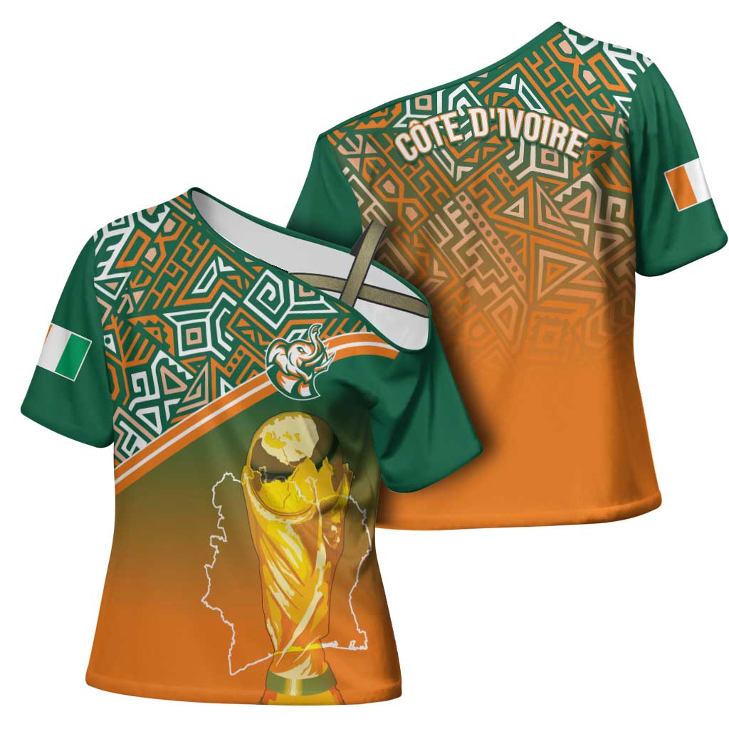 Ivory Coast Football Tribal Patterns Cross Shoulder Shirt WC2026 - African Pride