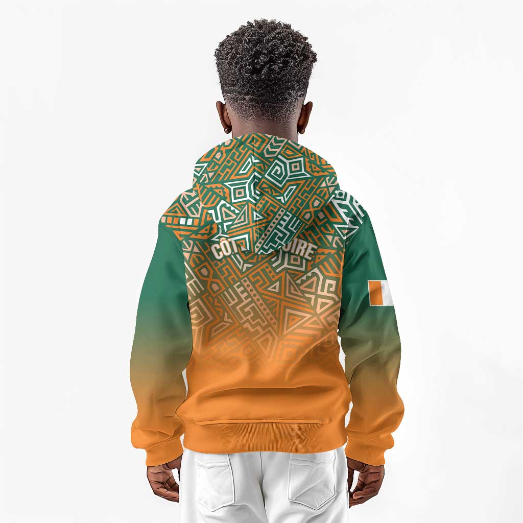 Ivory Coast Football Tribal Patterns Kid Hoodie WC2026 - African Pride