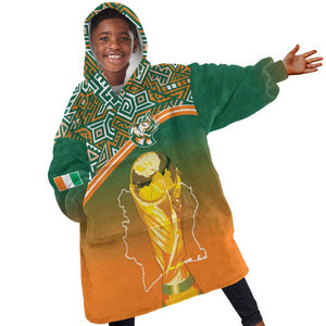 Ivory Coast Football Tribal Patterns Kid Wearable Blanket Hoodie WC2026 - African Pride
