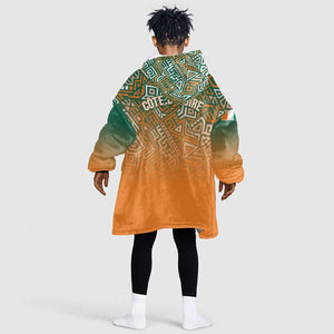 Ivory Coast Football Tribal Patterns Kid Wearable Blanket Hoodie WC2026 - African Pride