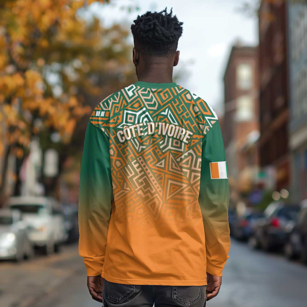 Ivory Coast Football Tribal Patterns Long Sleeve Shirt WC2026 - African Pride