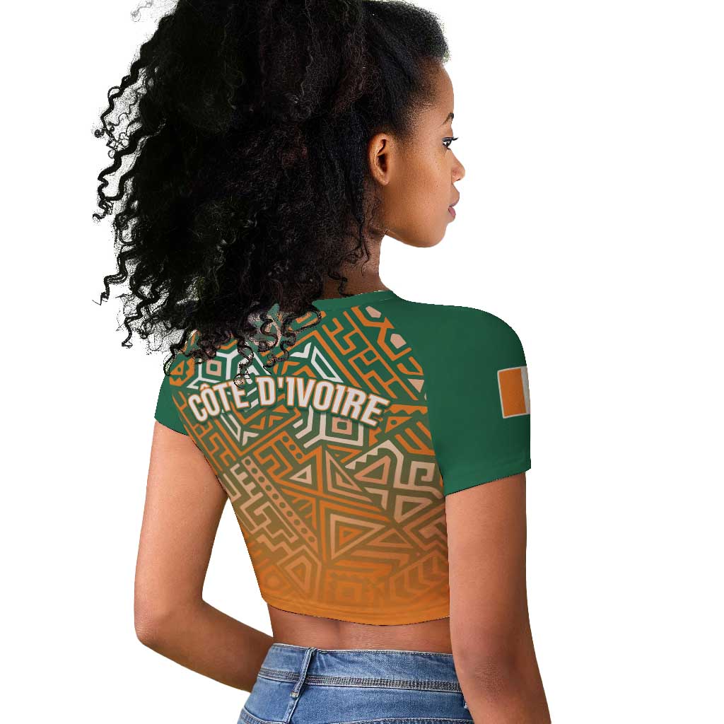 Ivory Coast Football Tribal Patterns Raglan Cropped T shirt WC2026 - African Pride