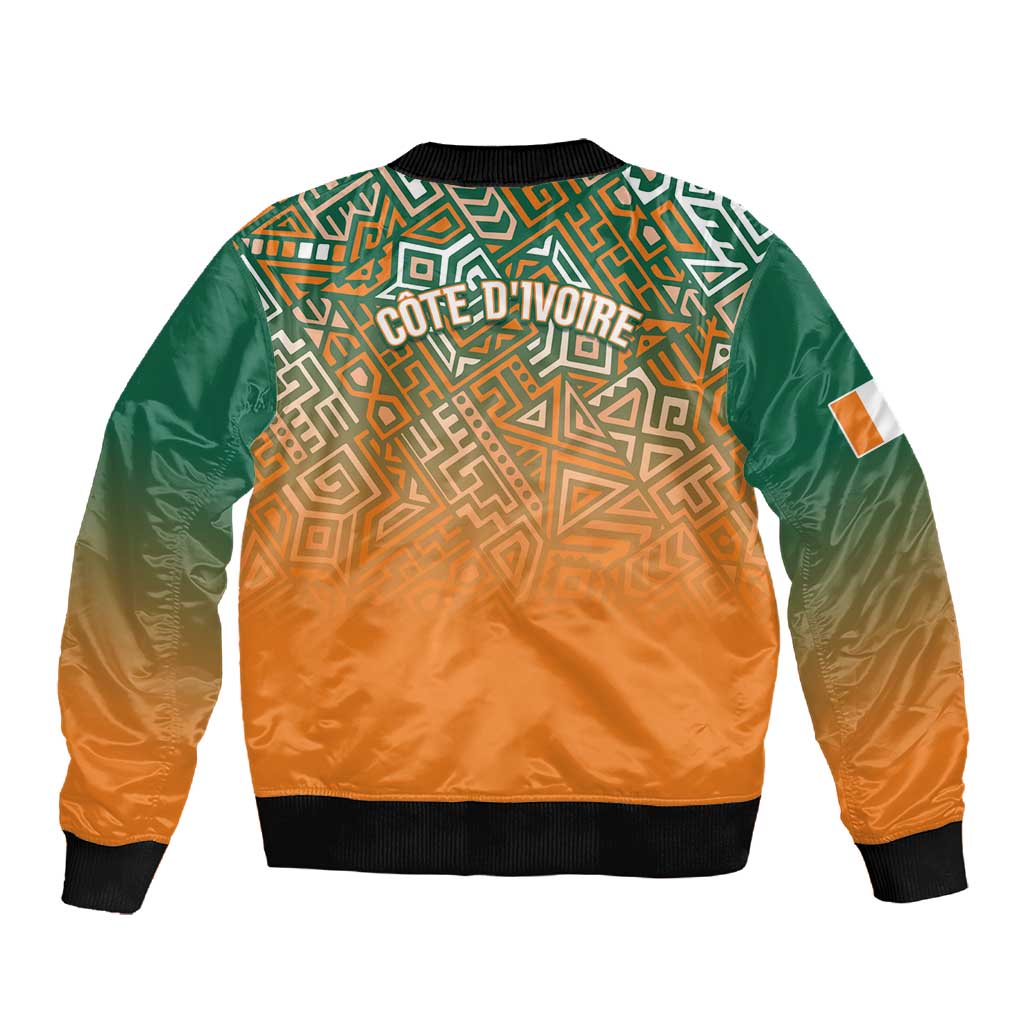 Ivory Coast Football Tribal Patterns Sleeve Zip Bomber Jacket WC2026 - African Pride