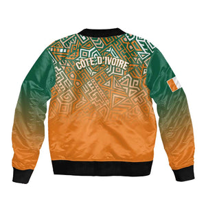 Ivory Coast Football Tribal Patterns Sleeve Zip Bomber Jacket WC2026 - African Pride