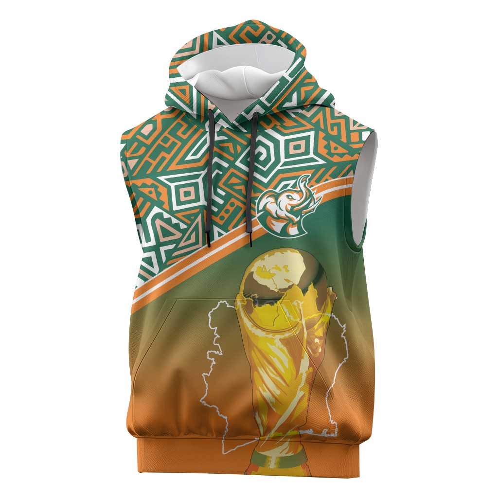 Ivory Coast Football Tribal Patterns Sleeveless Hoodie WC2026 - African Pride