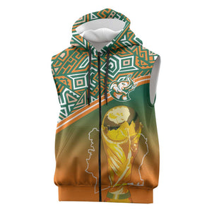 Ivory Coast Football Tribal Patterns Sleeveless Zip Hoodie WC2026 - African Pride