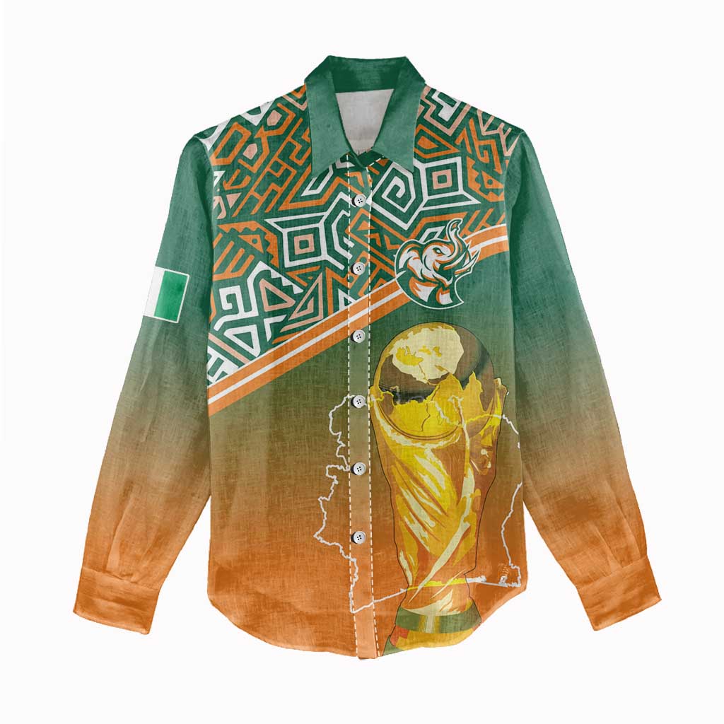 Ivory Coast Football Tribal Patterns Women Casual Shirt WC2026 - African Pride