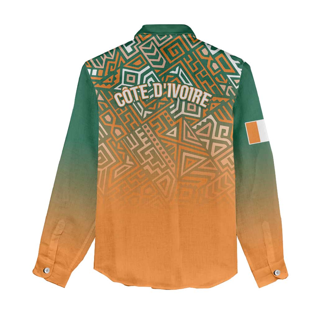 Ivory Coast Football Tribal Patterns Women Casual Shirt WC2026 - African Pride