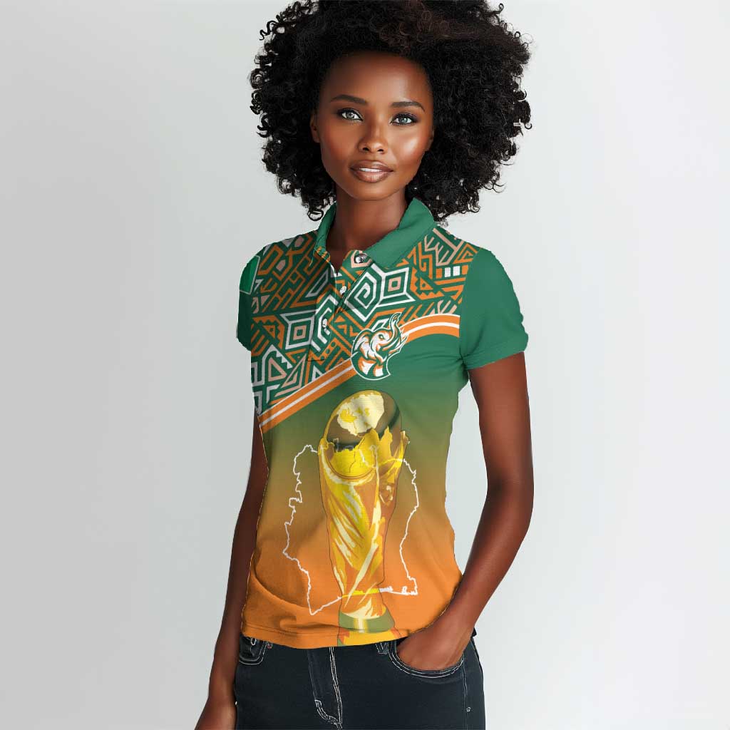 Ivory Coast Football Tribal Patterns Women Polo Shirt WC2026 - African Pride