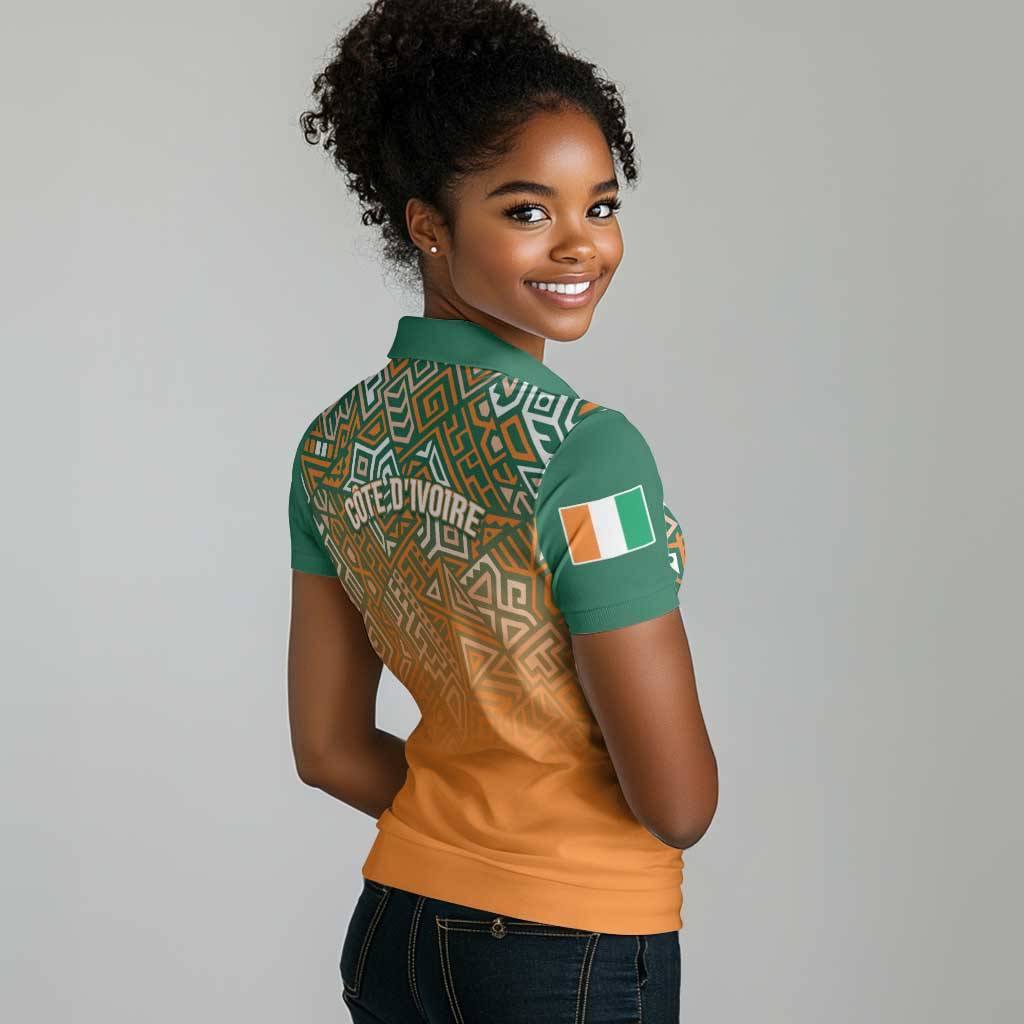 Ivory Coast Football Tribal Patterns Women Polo Shirt WC2026 - African Pride